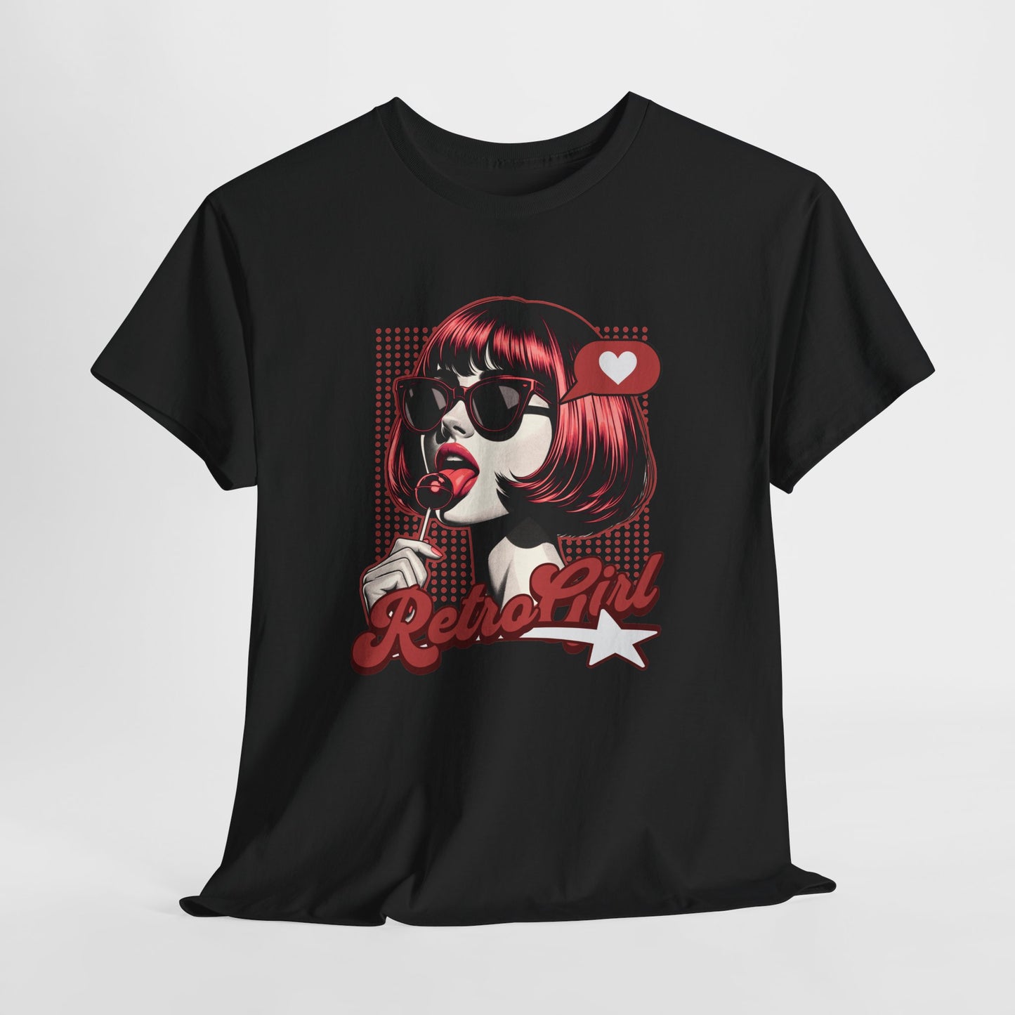 Retro Girl Pop Art Graphic T-Shirt Tee, Comic Bold Streetwear Shirt, Trendy Vintage Statement Top, Gildan 5000 Retro Gift Tee