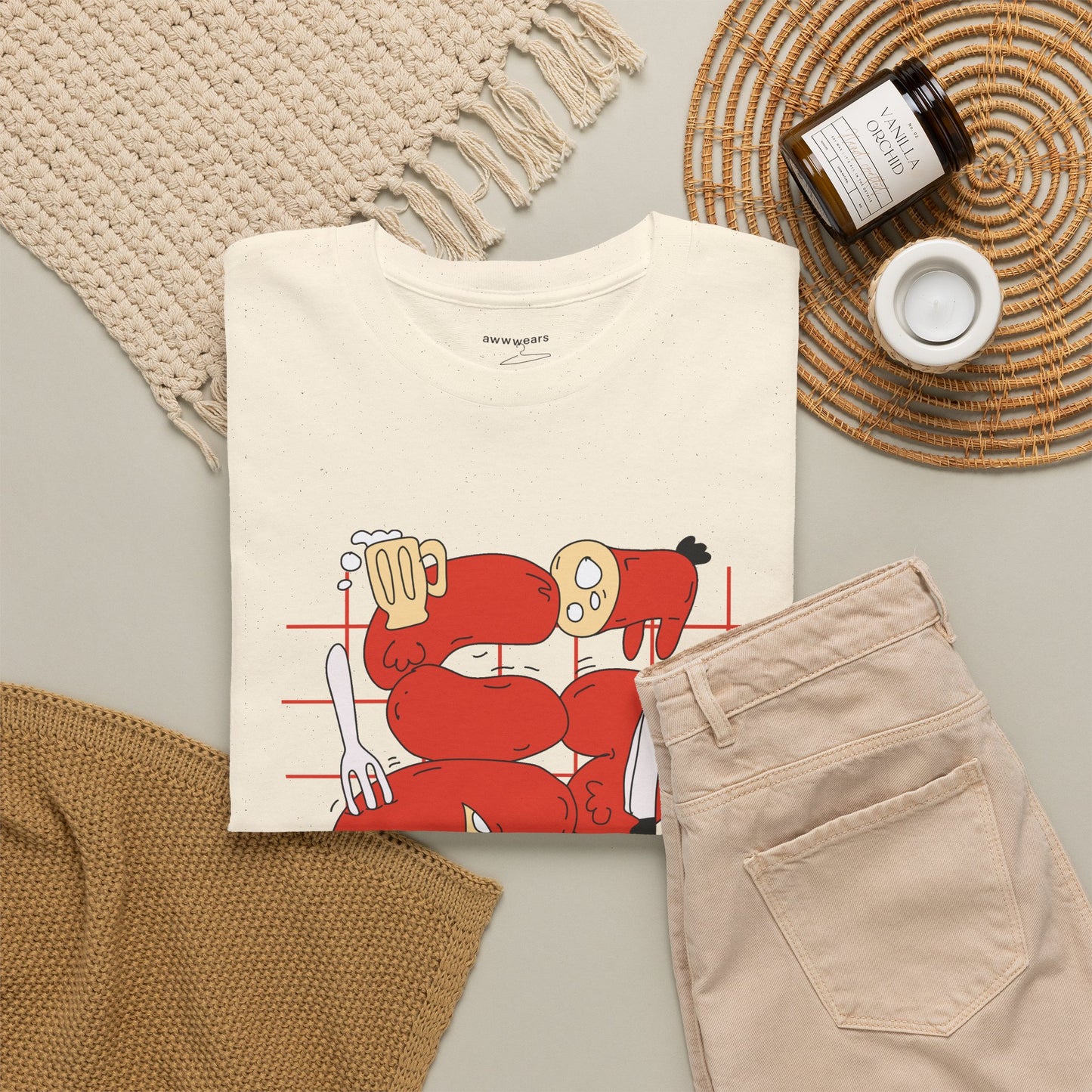 Sausage Dog T-Shirt, Funny Dachshund Cartoon Graphic Tee, Beer Pretzel Streetwear Shirt, Dog Lover Gift