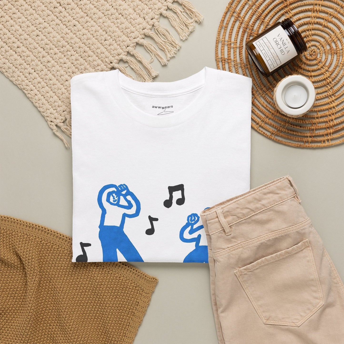 Dancing Vinyl Record T-Shirt, Retro Music Graphic Tee, Blue Hand Drawn Streetwear Shirt, Music Lover Aesthetic Gift