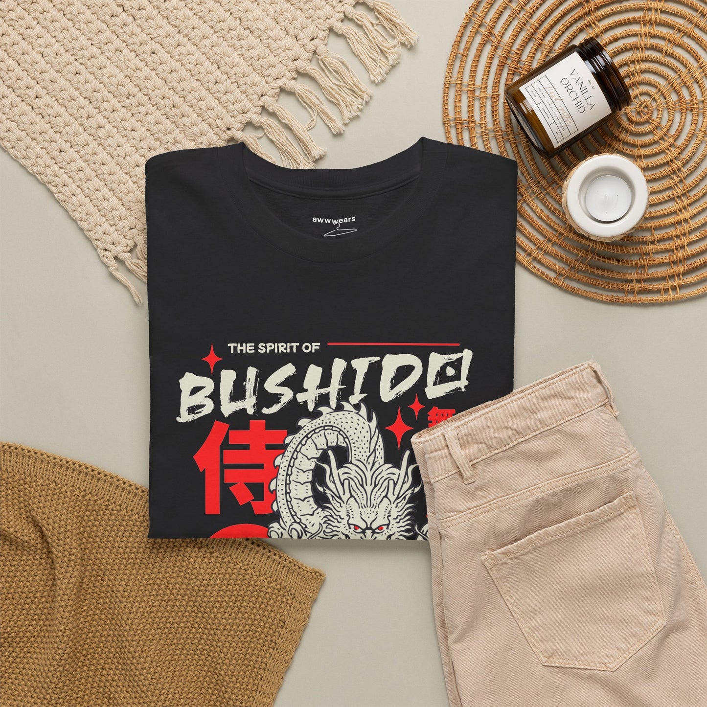 Samurai Spirit T-Shirt, Bushido Dragon Graphic Tee, Japanese Streetwear Shirt, Irezumi Aesthetic Gift
