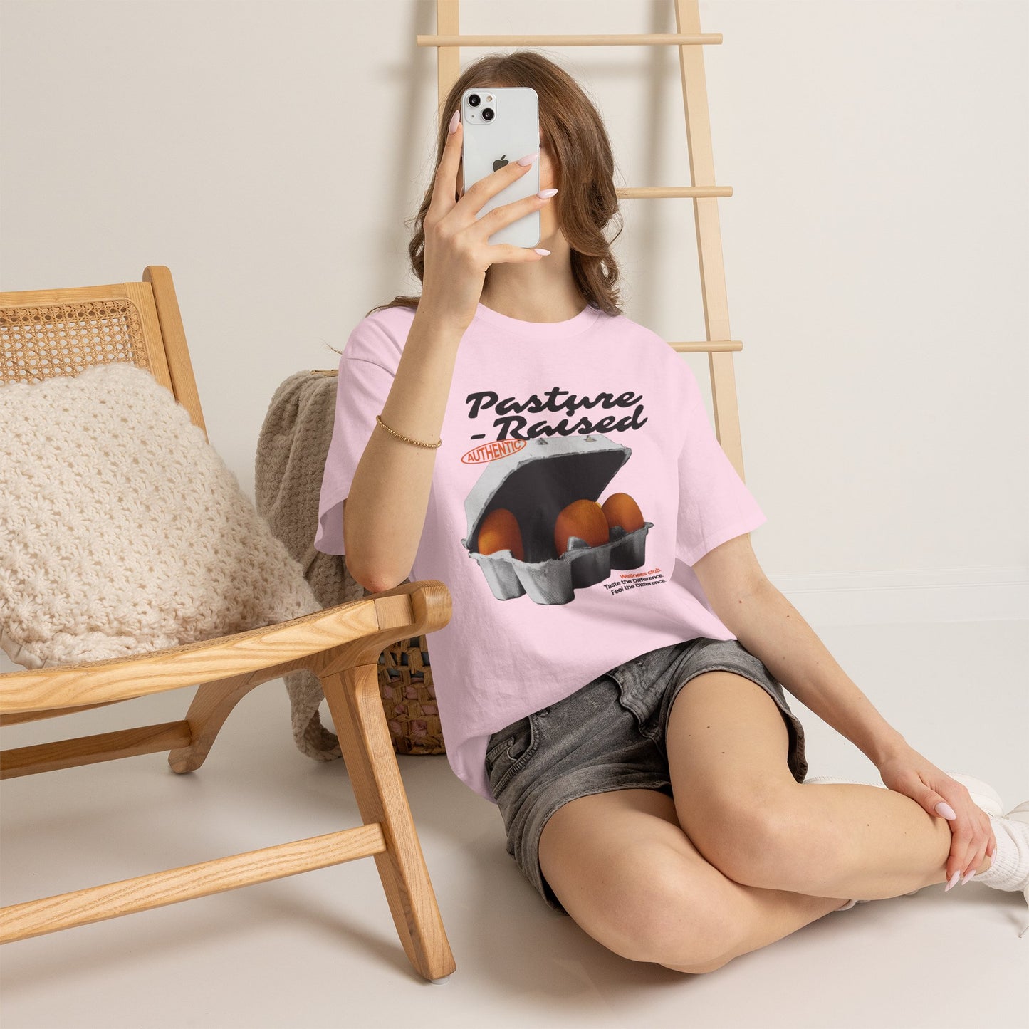 Pasture Raised Eggs Graphic T-Shirt Tee, Retro Halftone Wellness Shirt, Farmers Market Statement Top, Gildan 5000 Foodie Gift Tee