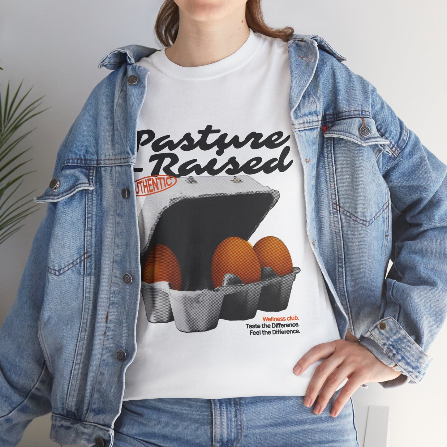 Pasture Raised Eggs Graphic T-Shirt Tee, Retro Halftone Wellness Shirt, Farmers Market Statement Top, Gildan 5000 Foodie Gift Tee