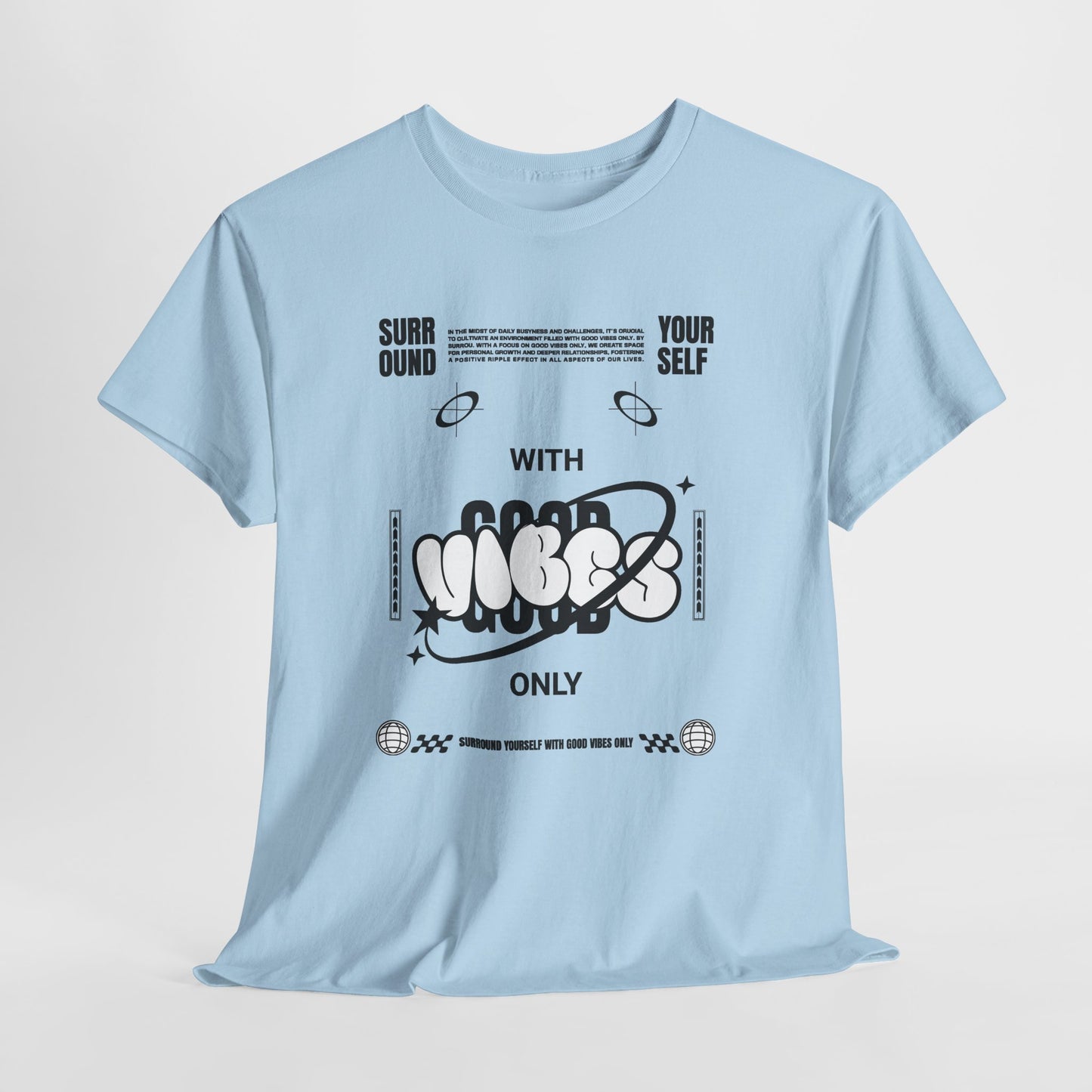 Good Vibes Bubble Letter Graphic T-Shirt Tee, Retro Bold Pop Art Shirt, Trendy Positive Statement Top, Gildan 5000 Good Vibes Gift Tee
