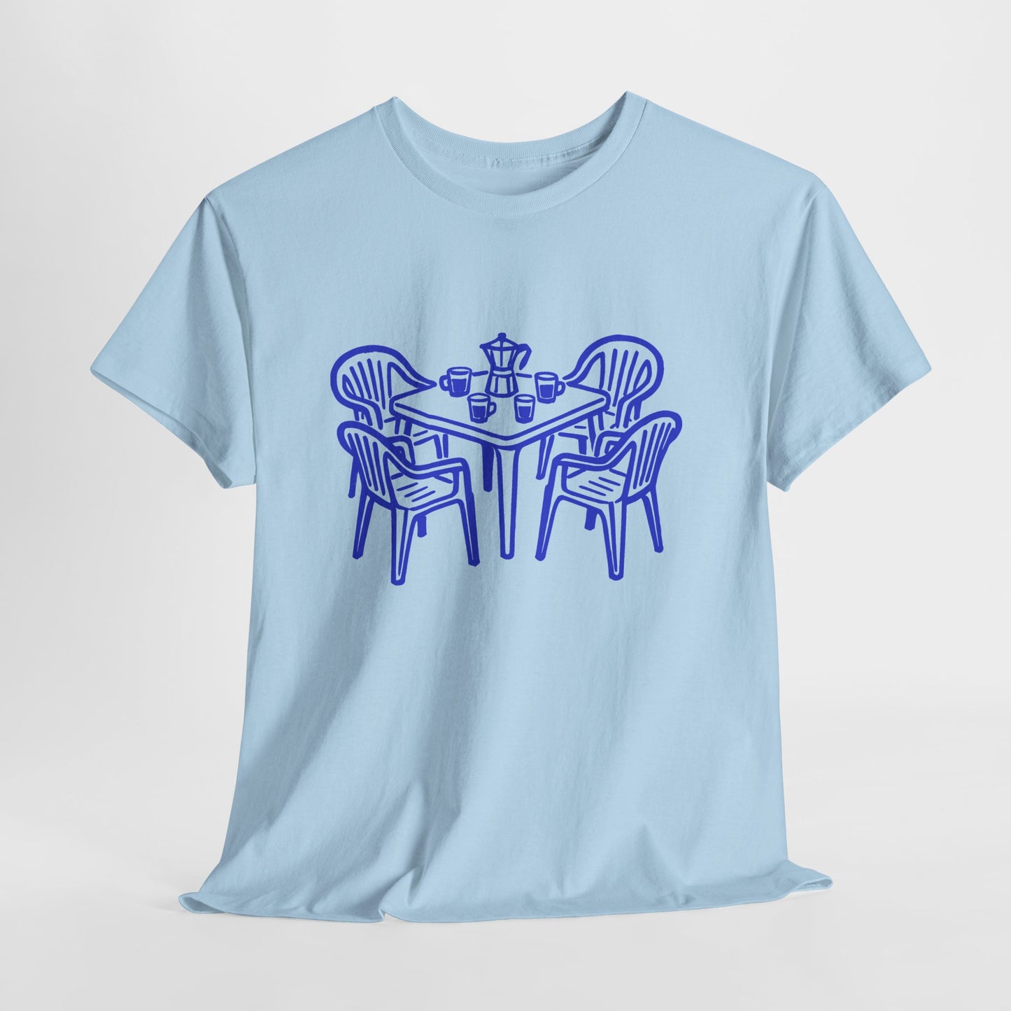 Coffee Table Line Art Graphic T-Shirt Tee, Retro Hand Drawn Shirt, Cozy Cafe Statement Top, Gildan 5000 Coffee Gift Tee