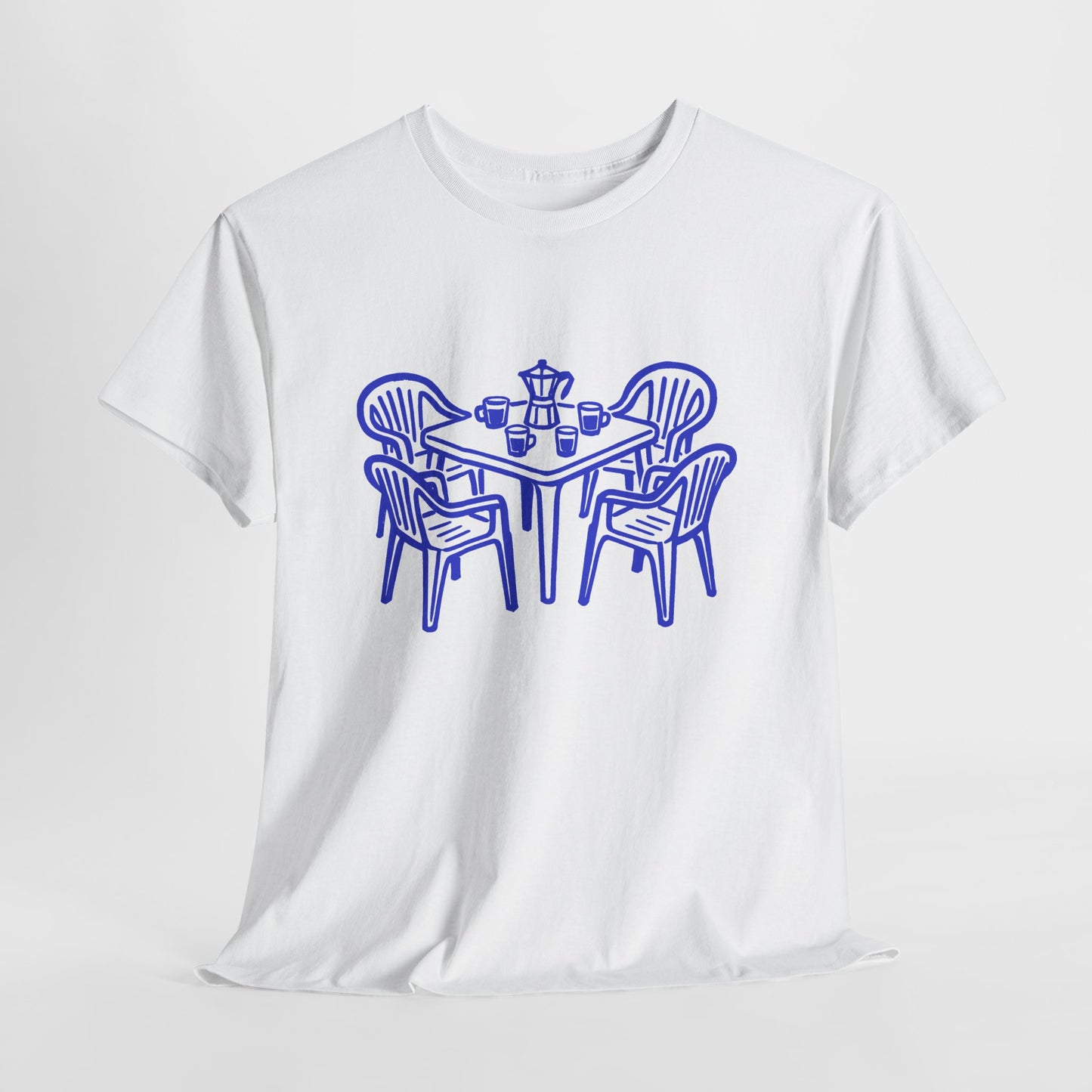 Coffee Table Line Art Graphic T-Shirt Tee, Retro Hand Drawn Shirt, Cozy Cafe Statement Top, Gildan 5000 Coffee Gift Tee