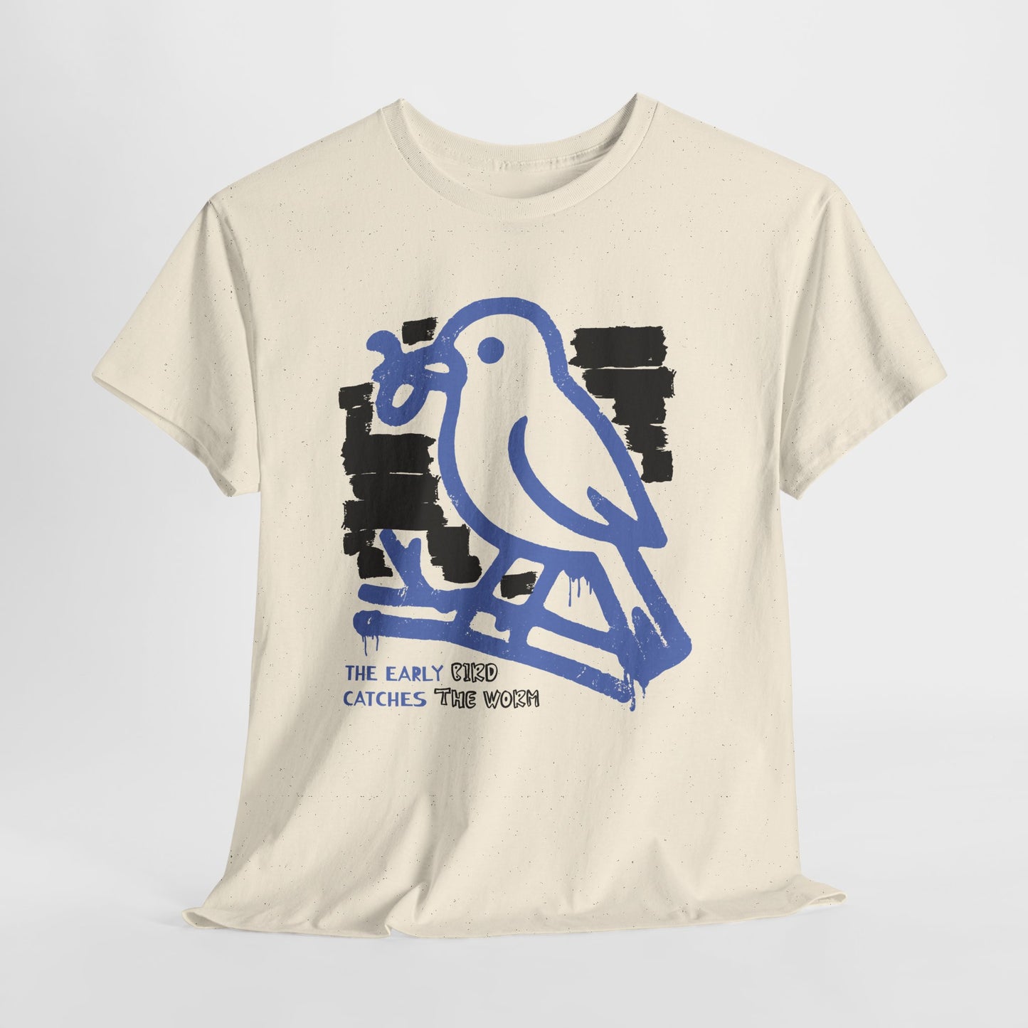 Early Bird Catches The Worm Graphic T-Shirt Tee, Abstract Line Art Shirt, Bold Statement Top, Gildan 5000 Motivational Gift Tee