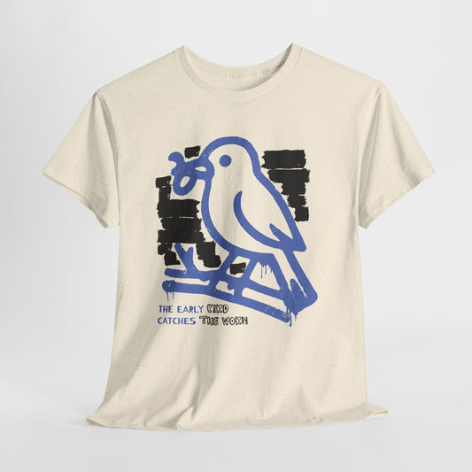 Early Bird Catches The Worm Graphic T-Shirt Tee, Abstract Line Art Shirt, Bold Statement Top, Gildan 5000 Motivational Gift Tee