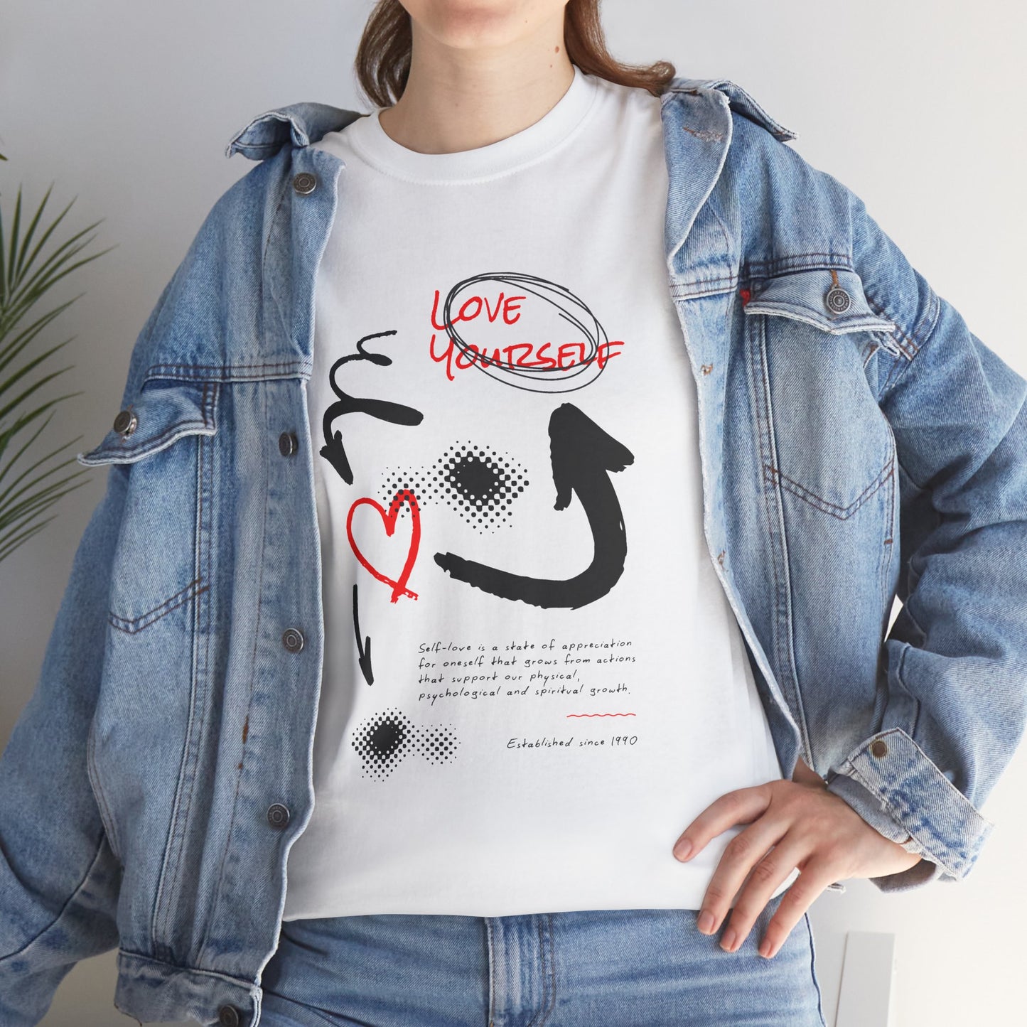 Love Yourself Graphic T-Shirt Tee, Hand Drawn Self Love Sketch Shirt, Empowering Statement Top, Gildan 5000 Self Love Gift T-Shirt