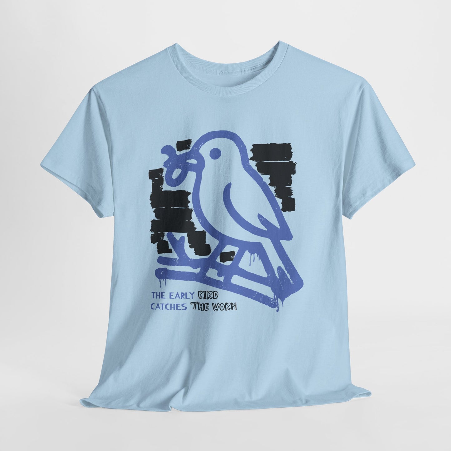 Early Bird Catches The Worm Graphic T-Shirt Tee, Abstract Line Art Shirt, Bold Statement Top, Gildan 5000 Motivational Gift Tee