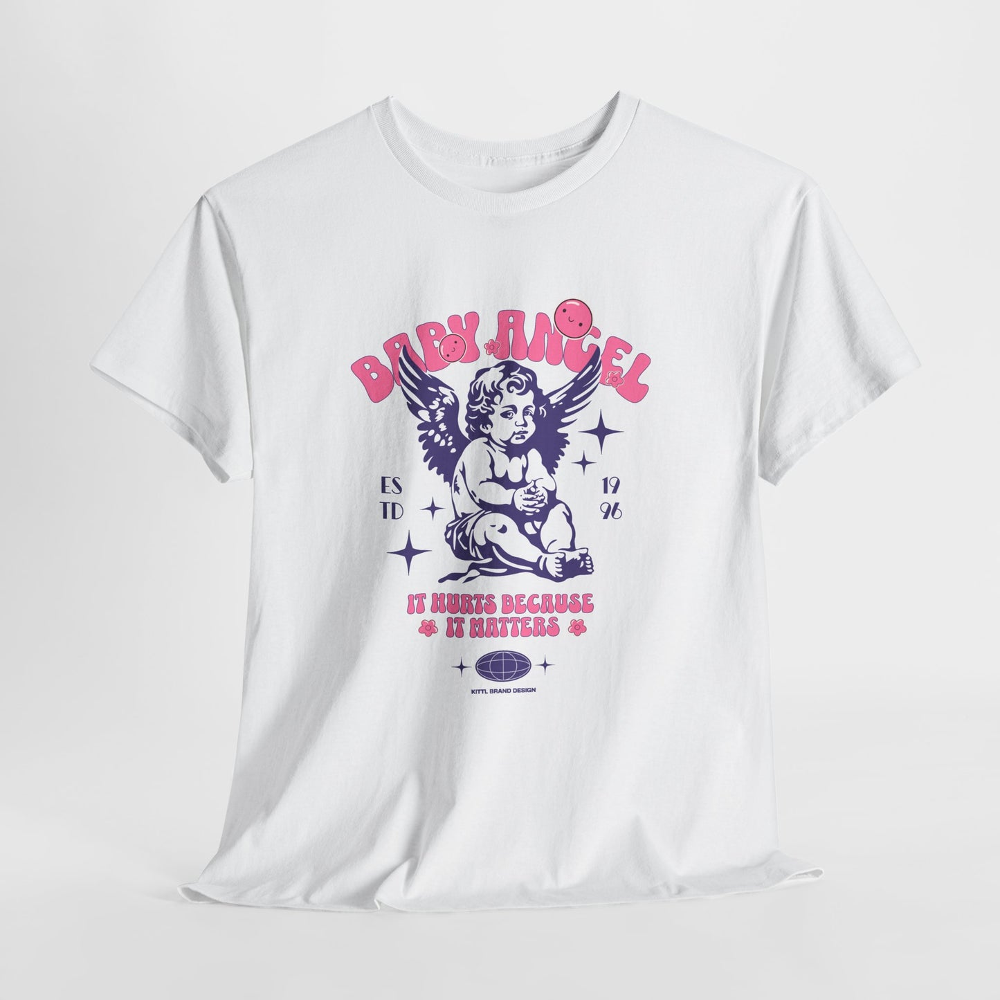 Baby Angel T-Shirt, Y2K Cherub Graphic Tee, Pink Streetwear Shirt, Emotional Aesthetic Gift