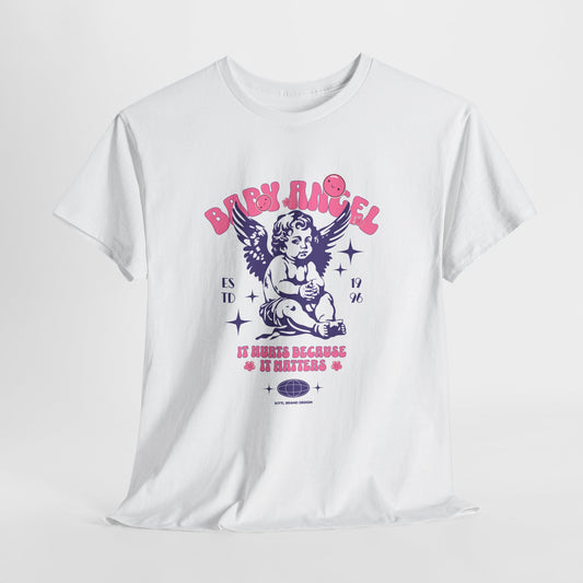 Baby Angel T-Shirt, Y2K Cherub Graphic Tee, Pink Streetwear Shirt, Emotional Aesthetic Gift