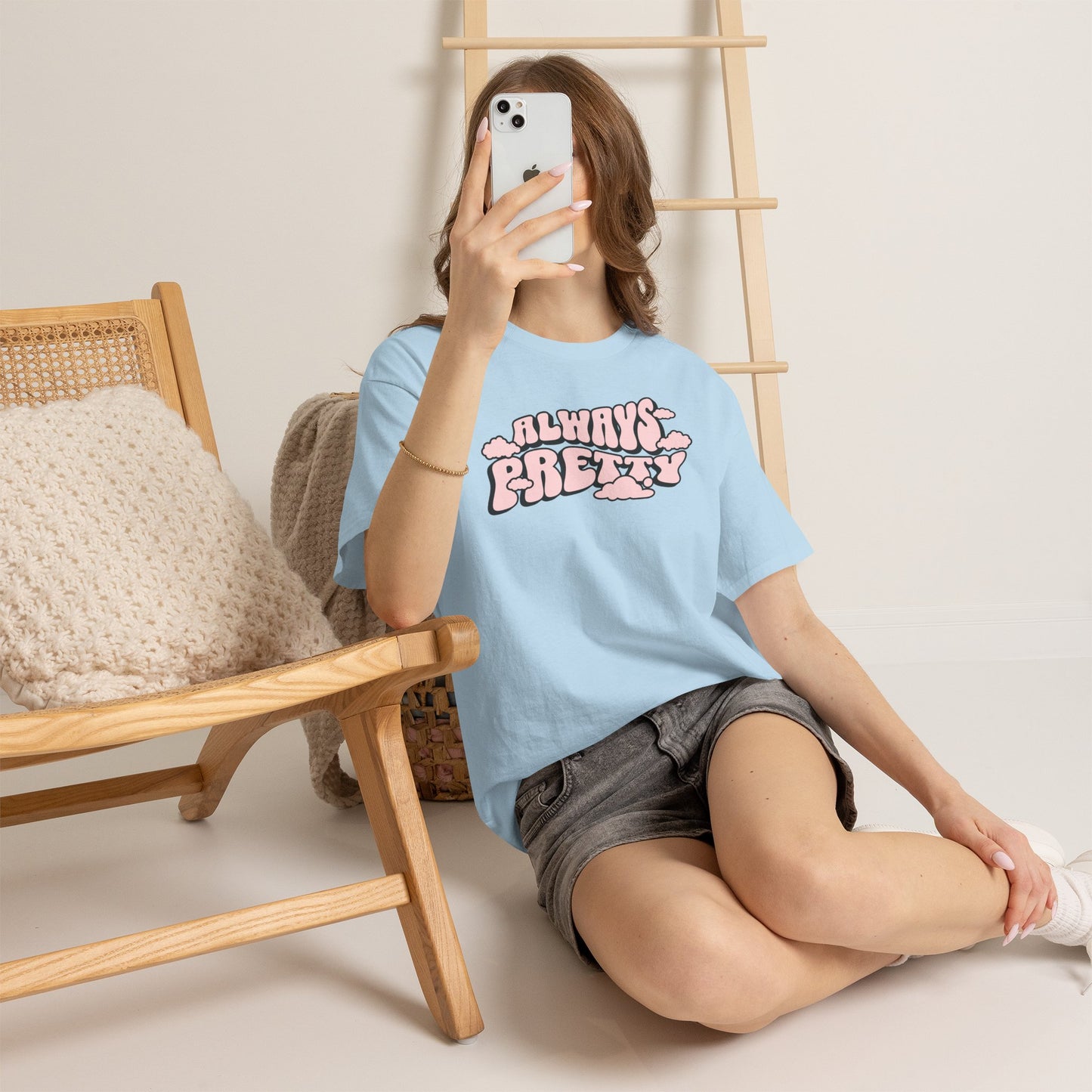 Always Pretty Bubble Letter Graphic T-Shirt Tee, Retro Puffy Streetwear Shirt, Trendy Confidence Statement Top, Gildan 5000 Gift Tee