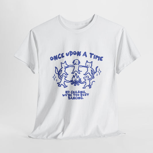Once Upon A Time T-Shirt, Cat Dog Mouse Campfire Graphic Tee, Cute Animal Streetwear Shirt, Funny Pet Aesthetic Gift