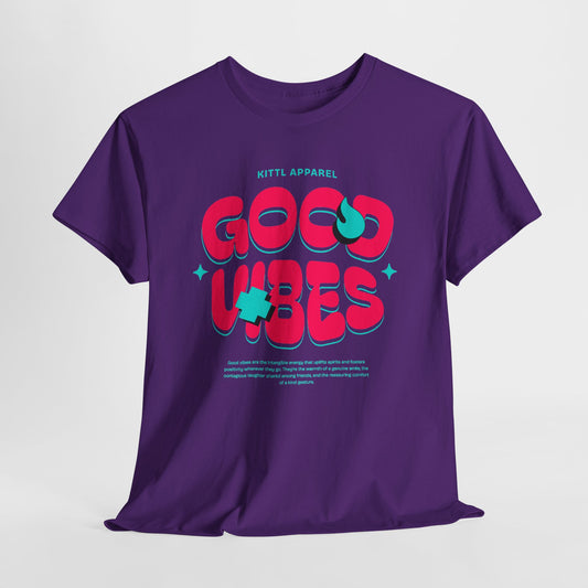 Good Vibes Only Graffiti Graphic T-Shirt Tee, Bold Streetwear Bubble Shirt, Trendy Urban Statement Top, Gildan 5000 Vibes Gift Tee