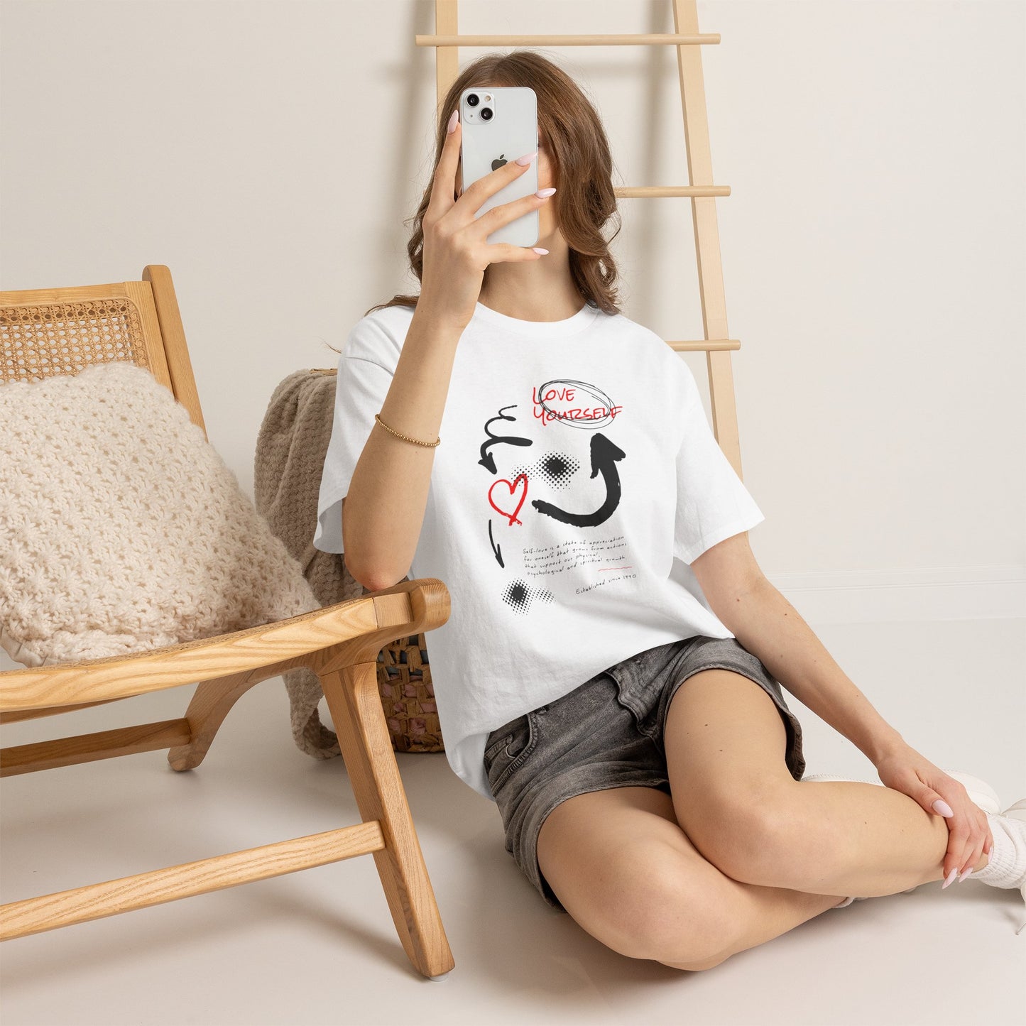 Love Yourself Graphic T-Shirt Tee, Hand Drawn Self Love Sketch Shirt, Empowering Statement Top, Gildan 5000 Self Love Gift T-Shirt