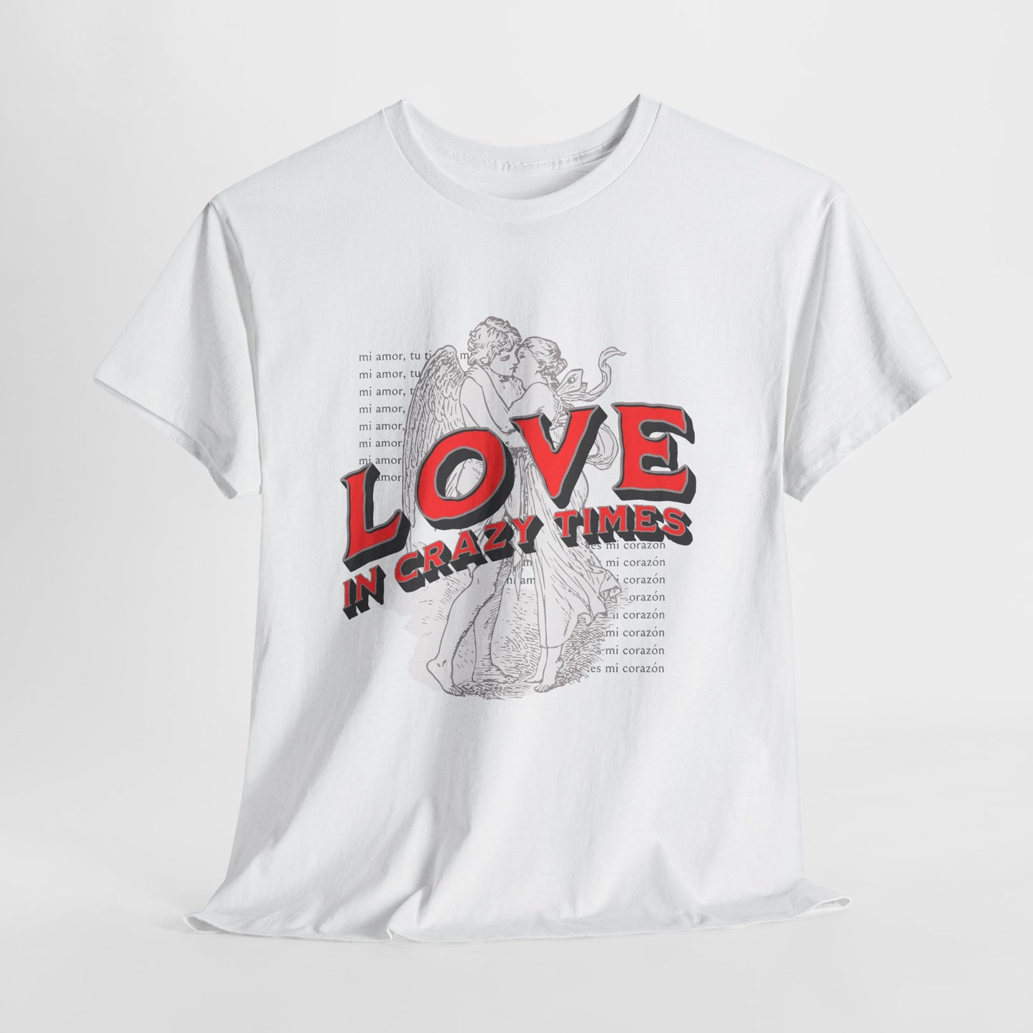 Love In Crazy Times T-Shirt, Vintage Angel Couple Graphic Tee, Romantic Streetwear Shirt, Valentine's Aesthetic Gift