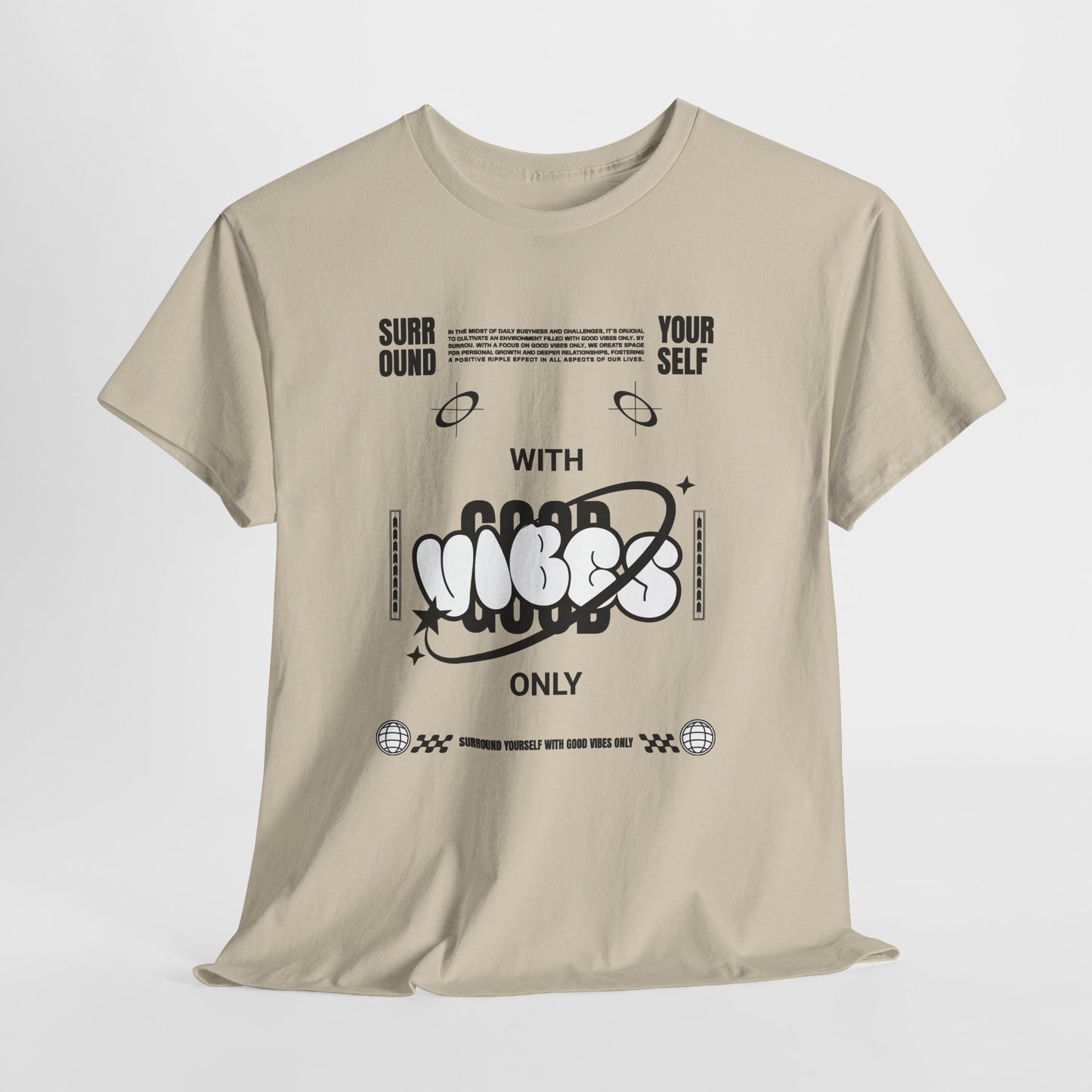 Good Vibes Bubble Letter Graphic T-Shirt Tee, Retro Bold Pop Art Shirt, Trendy Positive Statement Top, Gildan 5000 Good Vibes Gift Tee