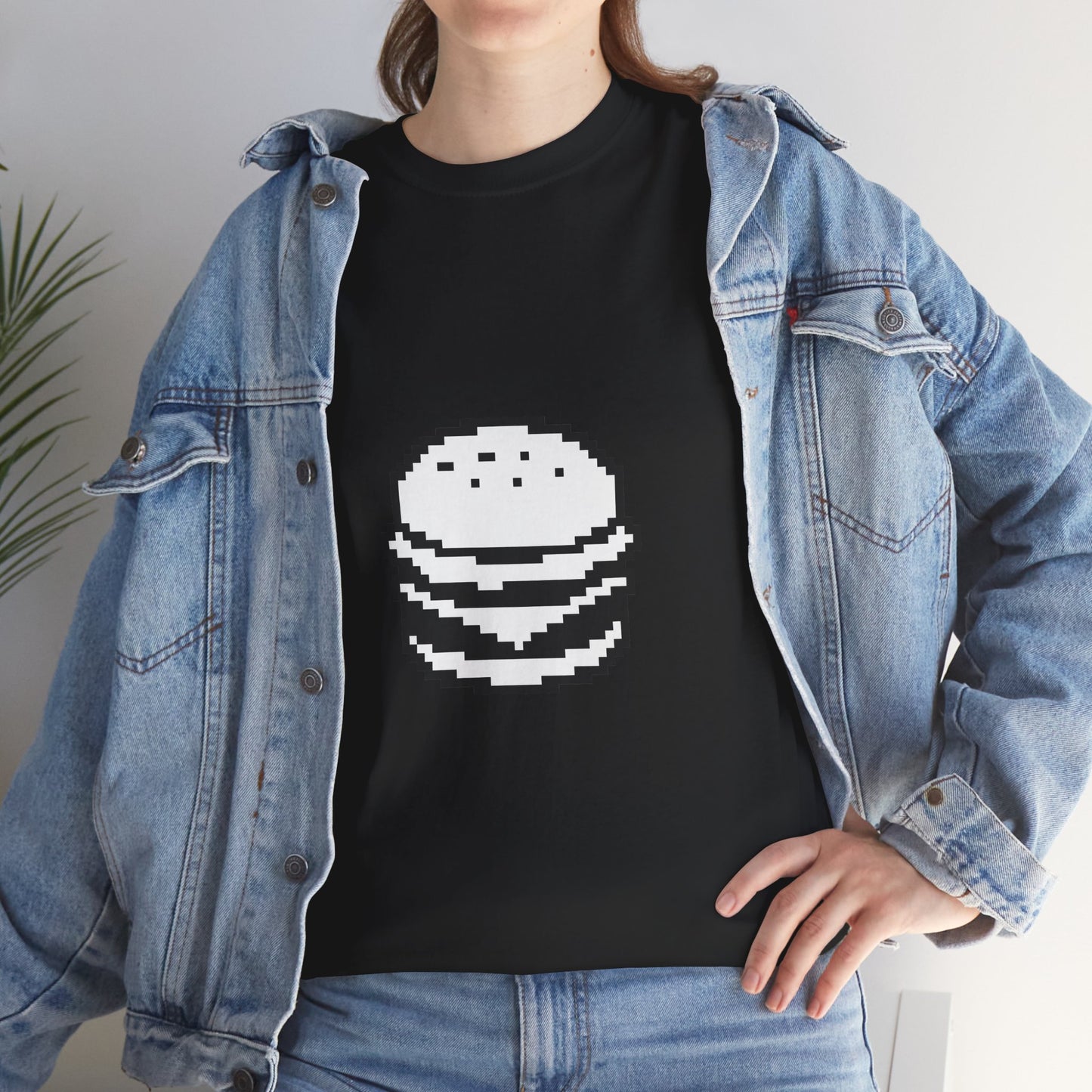 Low Res Luxury Pixel Burger Graphic T-Shirt Tee, Y2K Glitch Streetwear Shirt, Ironic Statement Top, Gildan 5000 Trendy Gift Tee