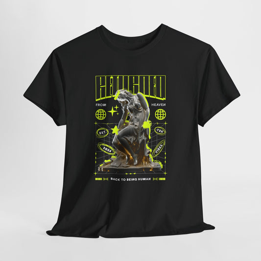 Chrome Statue Woman T-Shirt, Returned Liquid Metal Graphic Tee, Neon Green Streetwear Shirt, Cyber Y2K Gift