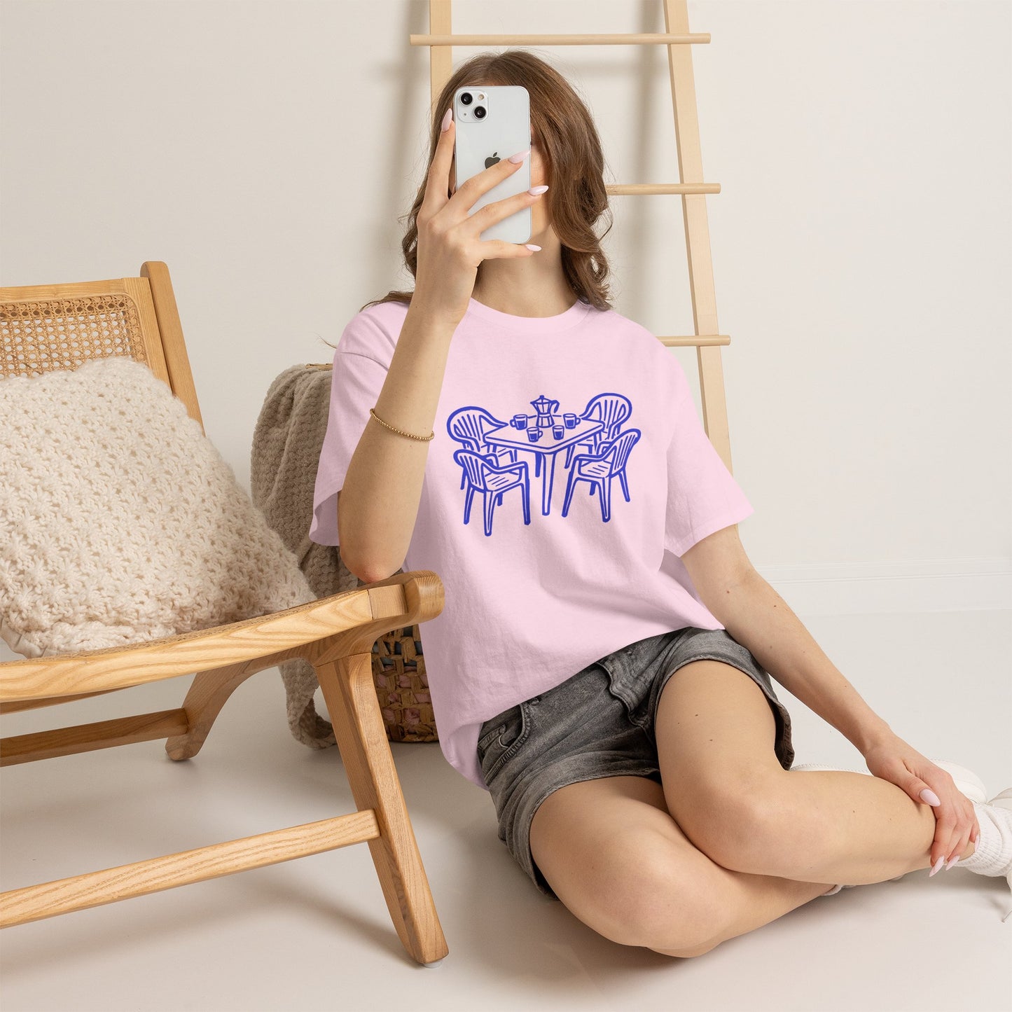 Coffee Table Line Art Graphic T-Shirt Tee, Retro Hand Drawn Shirt, Cozy Cafe Statement Top, Gildan 5000 Coffee Gift Tee