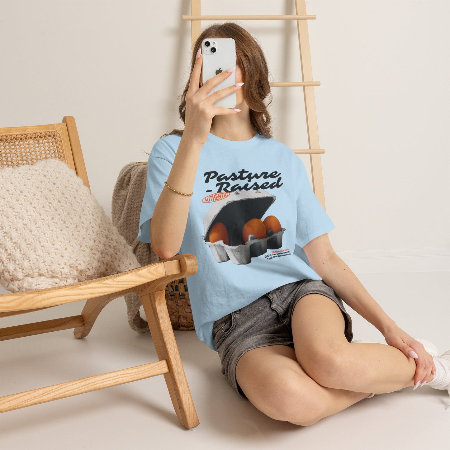 Pasture Raised Eggs Graphic T-Shirt Tee, Retro Halftone Wellness Shirt, Farmers Market Statement Top, Gildan 5000 Foodie Gift Tee