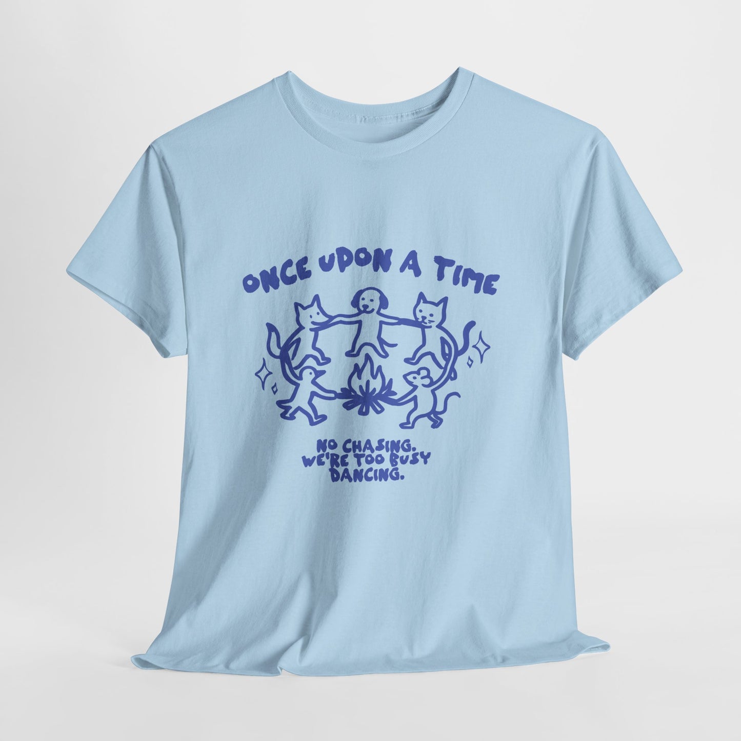 Once Upon A Time T-Shirt, Cat Dog Mouse Campfire Graphic Tee, Cute Animal Streetwear Shirt, Funny Pet Aesthetic Gift