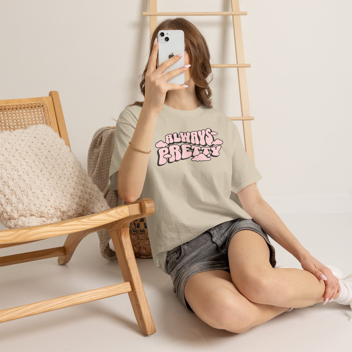 Always Pretty Bubble Letter Graphic T-Shirt Tee, Retro Puffy Streetwear Shirt, Trendy Confidence Statement Top, Gildan 5000 Gift Tee