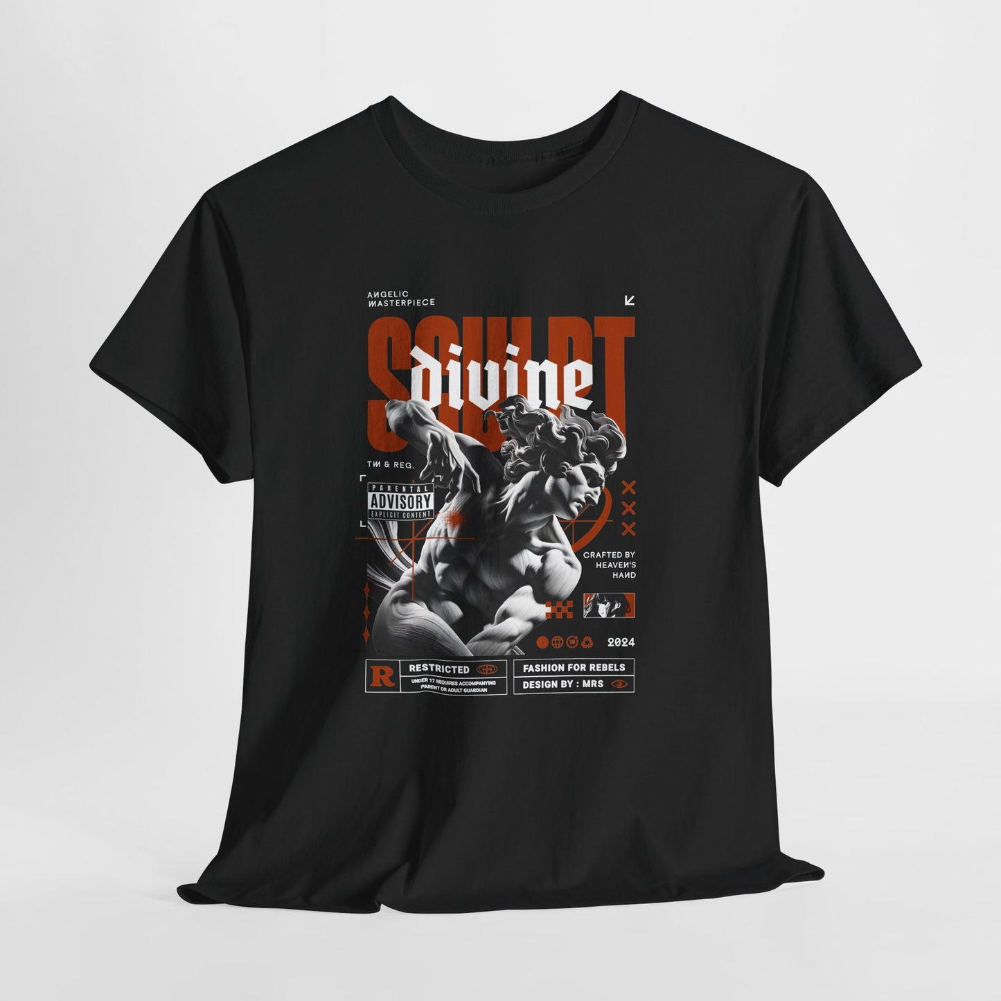 Sculpt Statue T-Shirt, Gothic Marble Warrior Graphic Tee, Streetwear Parental Advisory Shirt, Dark Academia Aesthetic Gift for Halloween