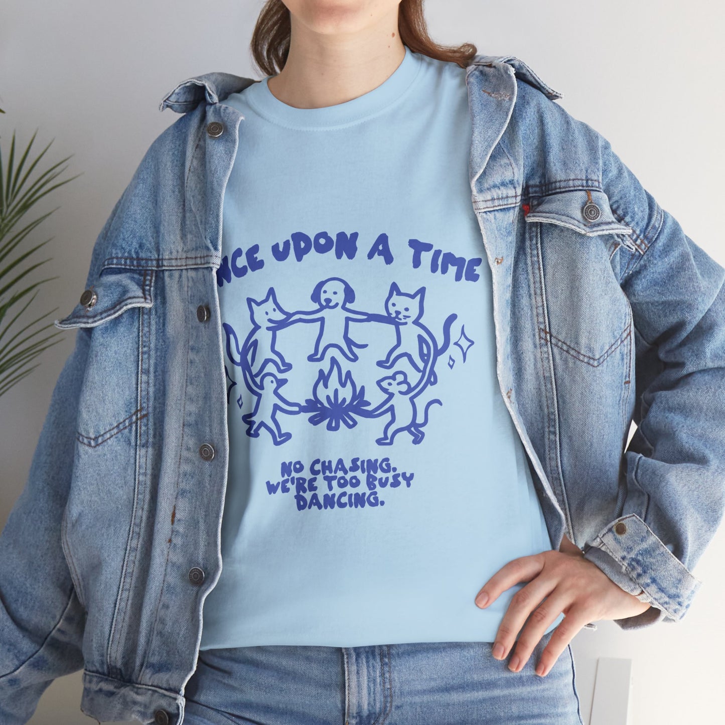 Once Upon A Time T-Shirt, Cat Dog Mouse Campfire Graphic Tee, Cute Animal Streetwear Shirt, Funny Pet Aesthetic Gift