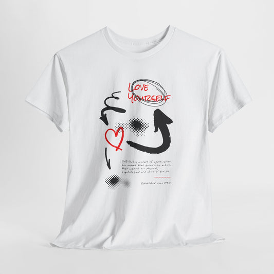 Love Yourself Graphic T-Shirt Tee, Hand Drawn Self Love Sketch Shirt, Empowering Statement Top, Gildan 5000 Self Love Gift T-Shirt