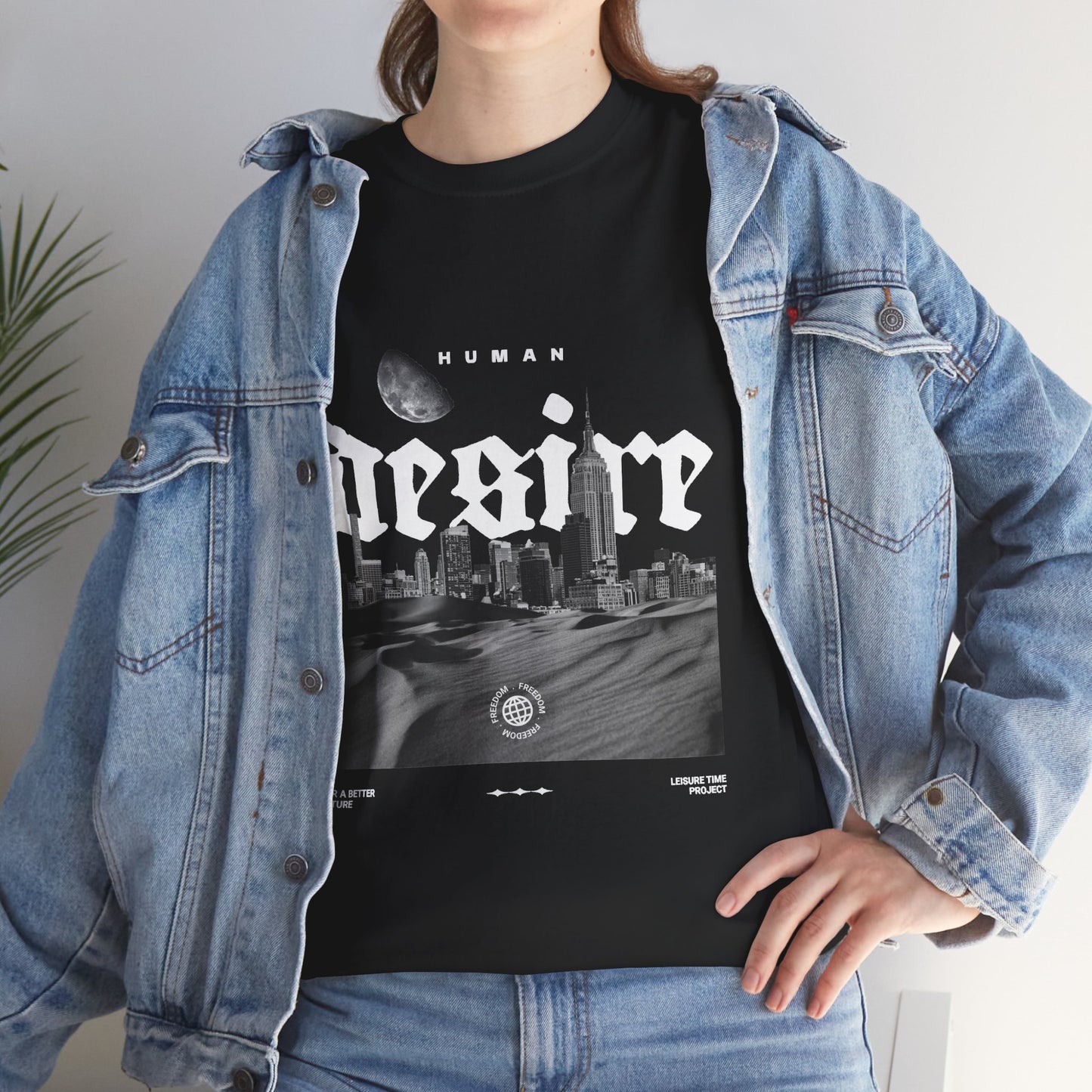 Gothic Cityscape T-Shirt | Moon Night Graphic Tee for Human Desire