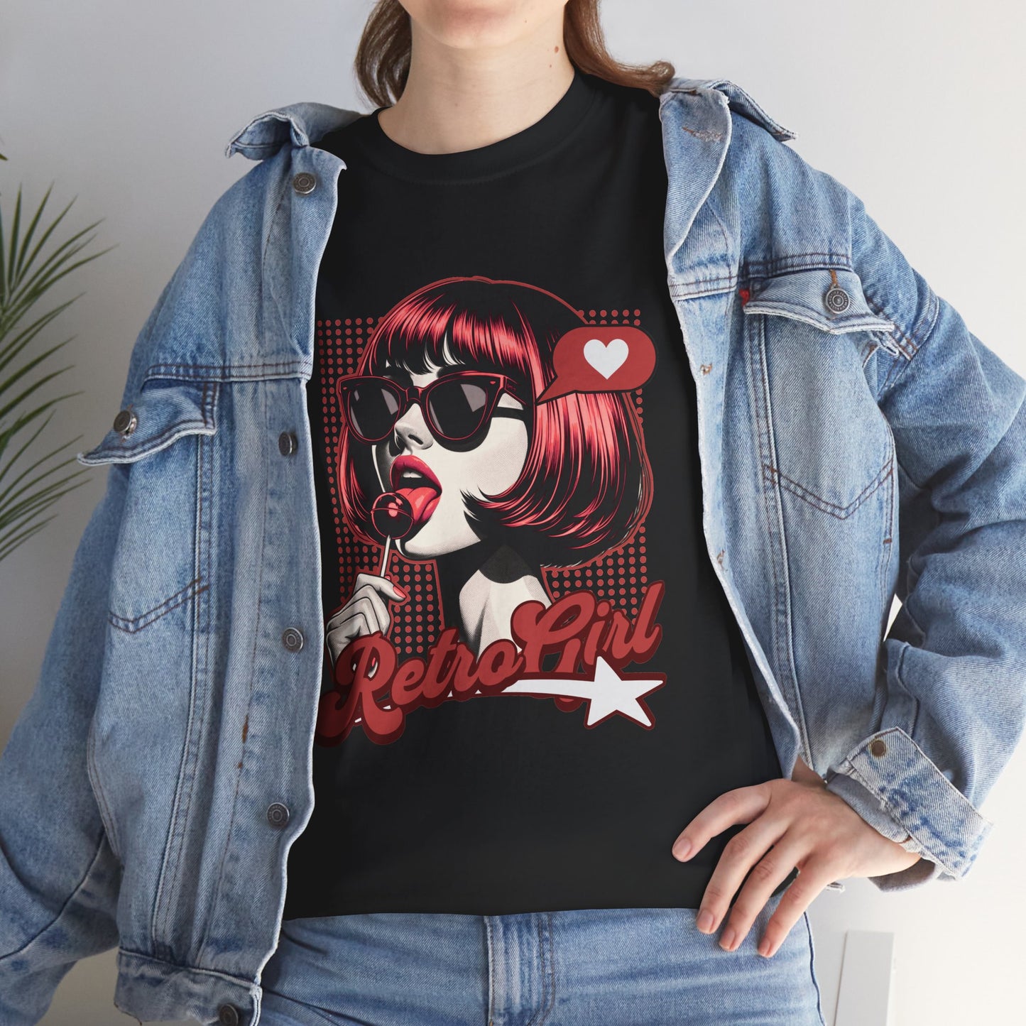 Retro Girl Pop Art Graphic T-Shirt Tee, Comic Bold Streetwear Shirt, Trendy Vintage Statement Top, Gildan 5000 Retro Gift Tee