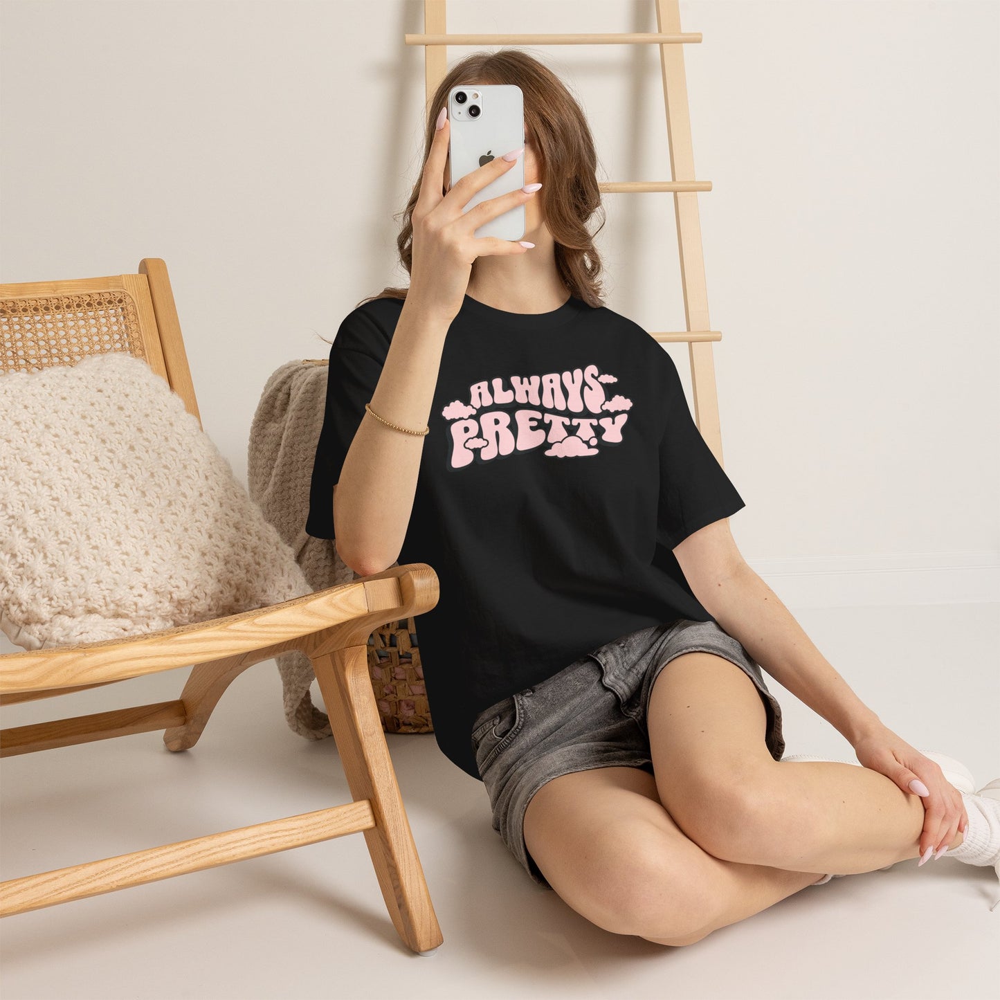 Always Pretty Bubble Letter Graphic T-Shirt Tee, Retro Puffy Streetwear Shirt, Trendy Confidence Statement Top, Gildan 5000 Gift Tee