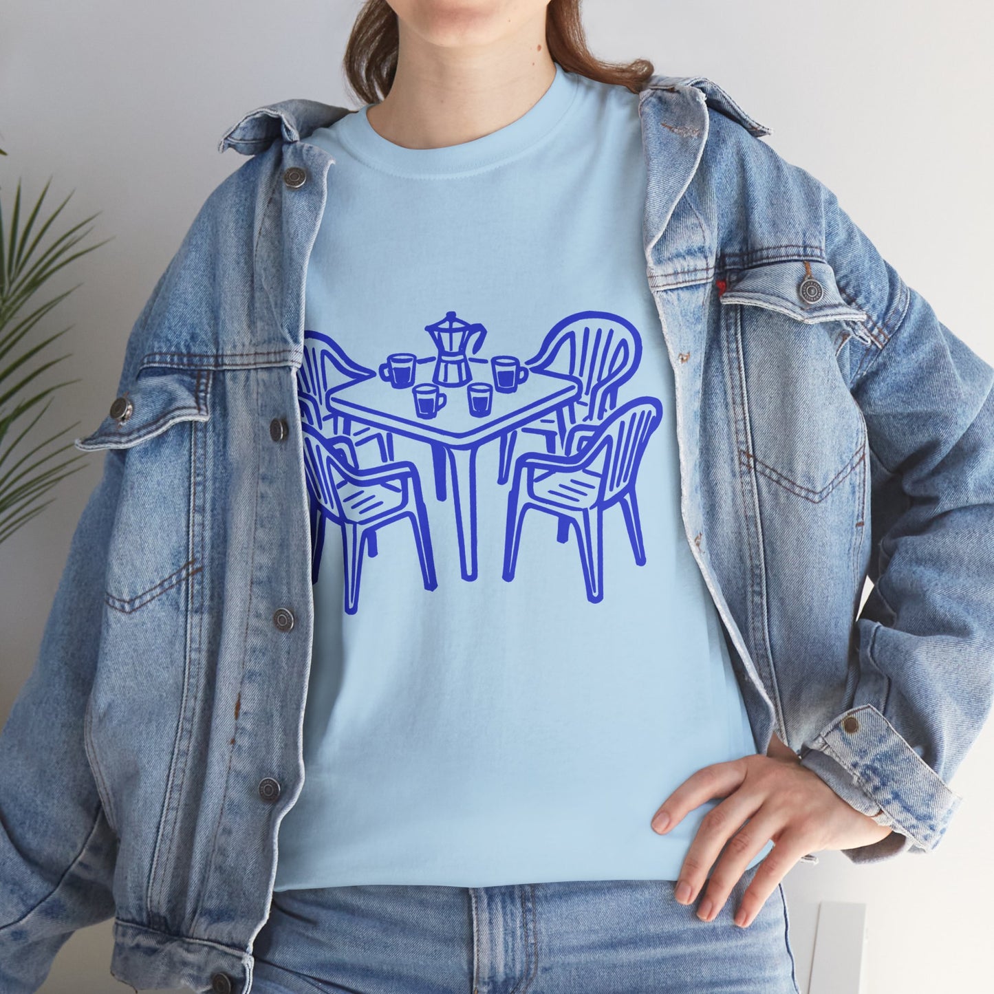 Coffee Table Line Art Graphic T-Shirt Tee, Retro Hand Drawn Shirt, Cozy Cafe Statement Top, Gildan 5000 Coffee Gift Tee