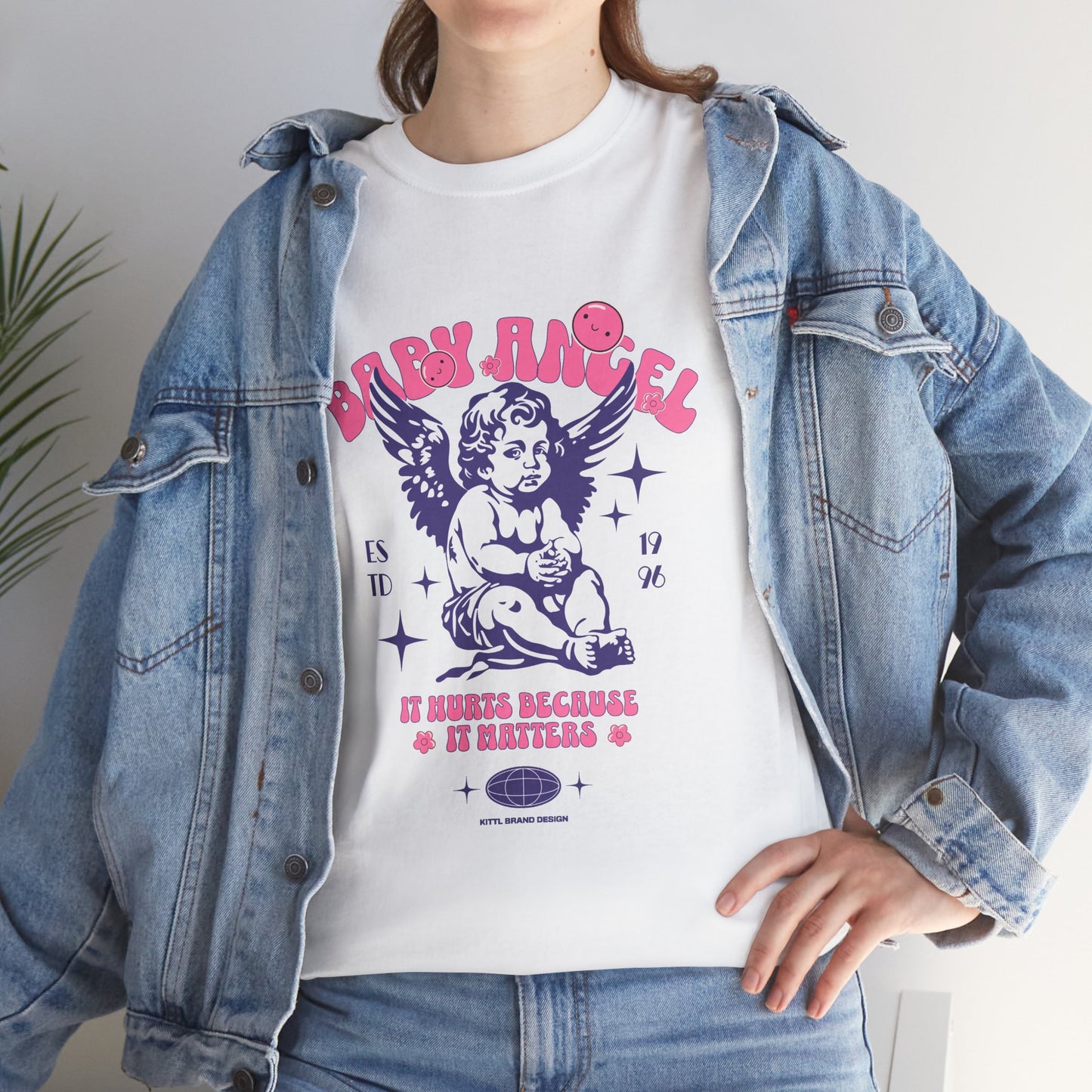 Baby Angel T-Shirt, Y2K Cherub Graphic Tee, Pink Streetwear Shirt, Emotional Aesthetic Gift